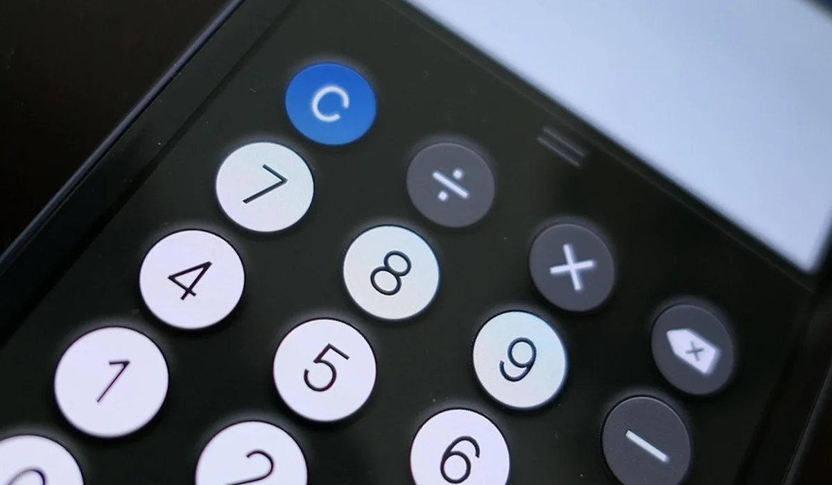 Close-up of a calculator keypad used for budgeting parrot care costs