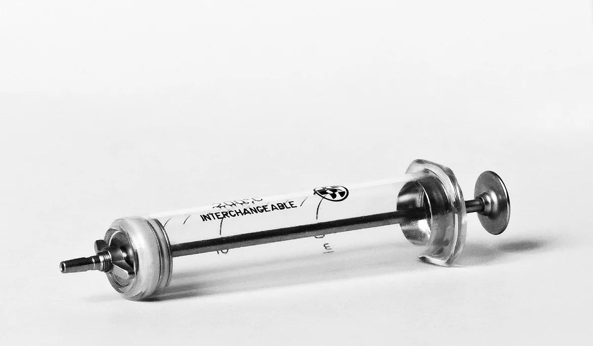 Sterile syringe on a white background